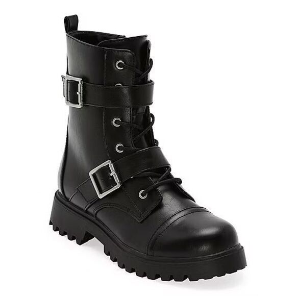 Arizona Jeans Shoes - Arizona Jean Co Womens 9.5 Medium Fleet Block Heel Combat Boots Black